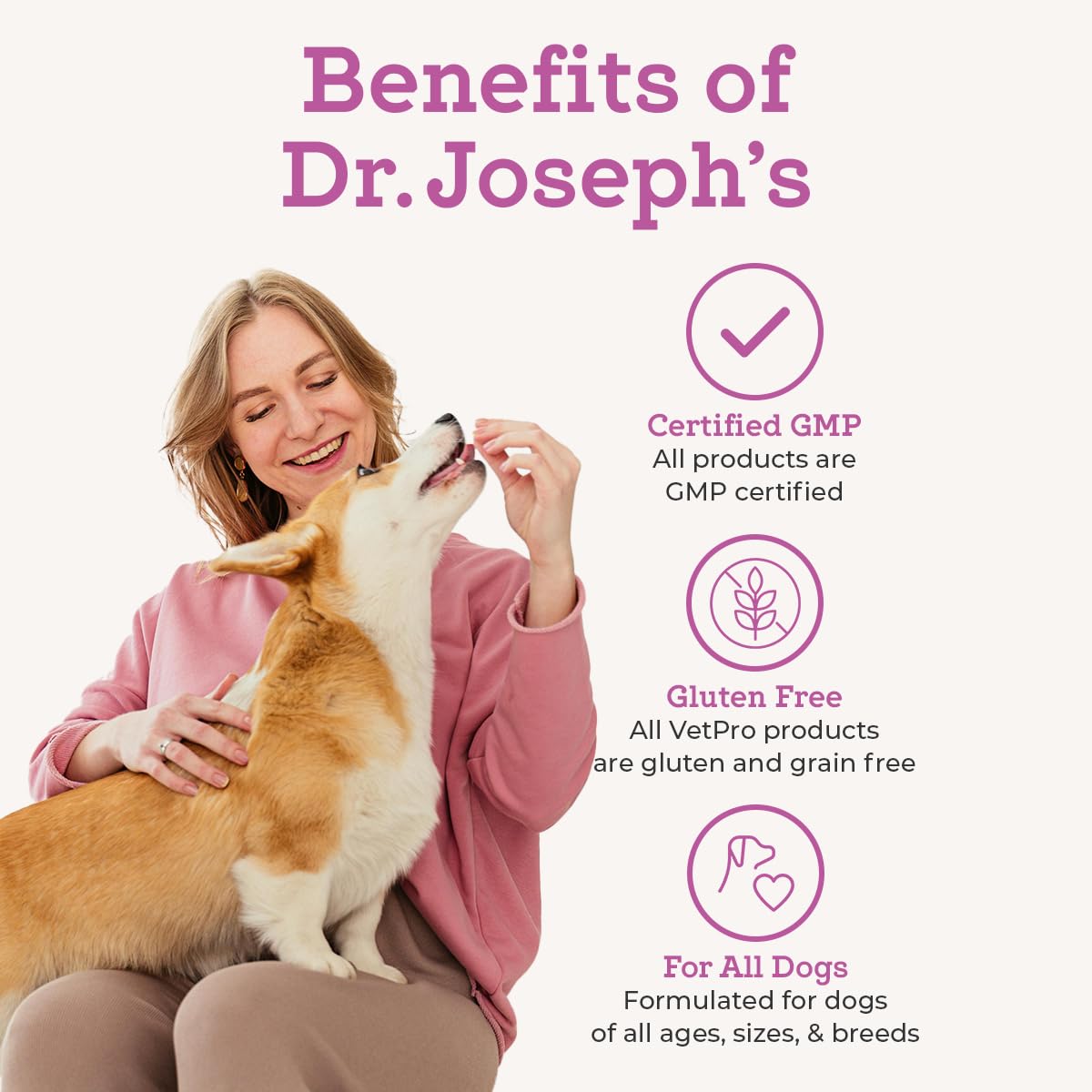 Dr. Joseph's VetPro Complete Dog Hip & Joint Supplement for Arthritis Pain Relief – High-Strength Glucosamine & Chondroitin Chews for Senior Dogs – Vet Formulated Daily Treats, Chicken Flavor, 60 Ct - dailyvitalstore