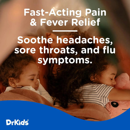 Dr. Kids Children’s Pain and Fever Chewable Gels – Pain Relief and Fever Reducer for Kids Ages 2–11, 80 mg Chewable Acetaminophen for Headache, Sore Throat, Cold & Flu, Pineapple Flavor, 26 Count - dailyvitalstore