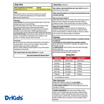 Dr. Kids Children’s Pain and Fever Gummy Bite - Chewable Acetaminophen for Kids Ages 2-11, Pre-Measured Soft Chews for Headache, Sore Throat, Cold and Flu, Orange Vanilla Flavor, 24 Count - dailyvitalstore