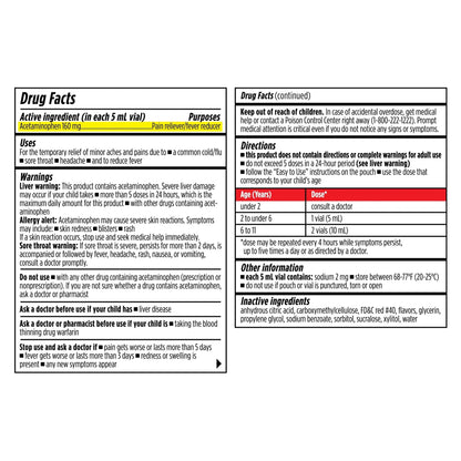 Dr. Kids Children’s Pain and Fever Medicine - Acetaminophen for Kids Ages 2-11, Pre-Measured Single-Use Vials for Headache, Sore Throat, Cold and Flu, Cherry Flavor, 30 Count - dailyvitalstore