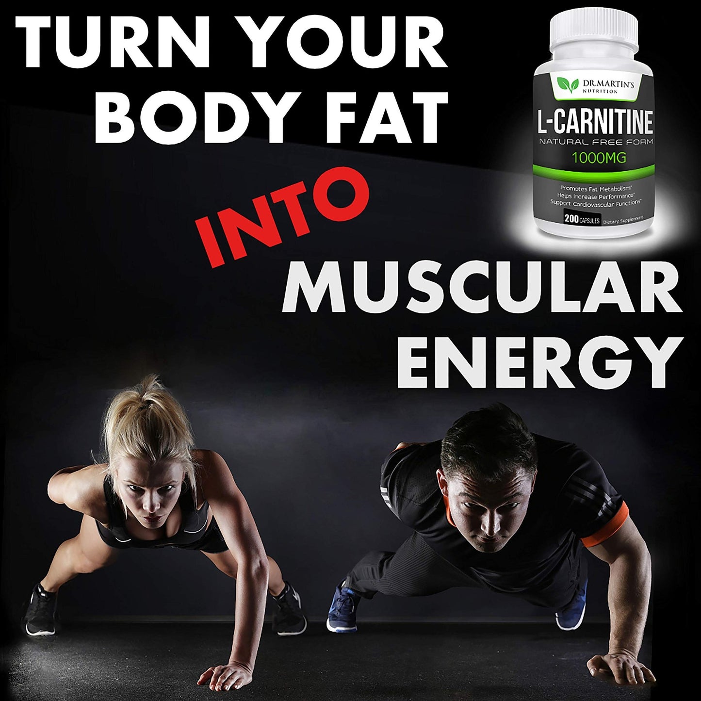 DR. MARTIN'S NUTRITION Extra Strength L-Carnitine - 200 Capsules - 1000mg Per Serving - Boost Your Metabolism and Increase Performance - dailyvitalstore