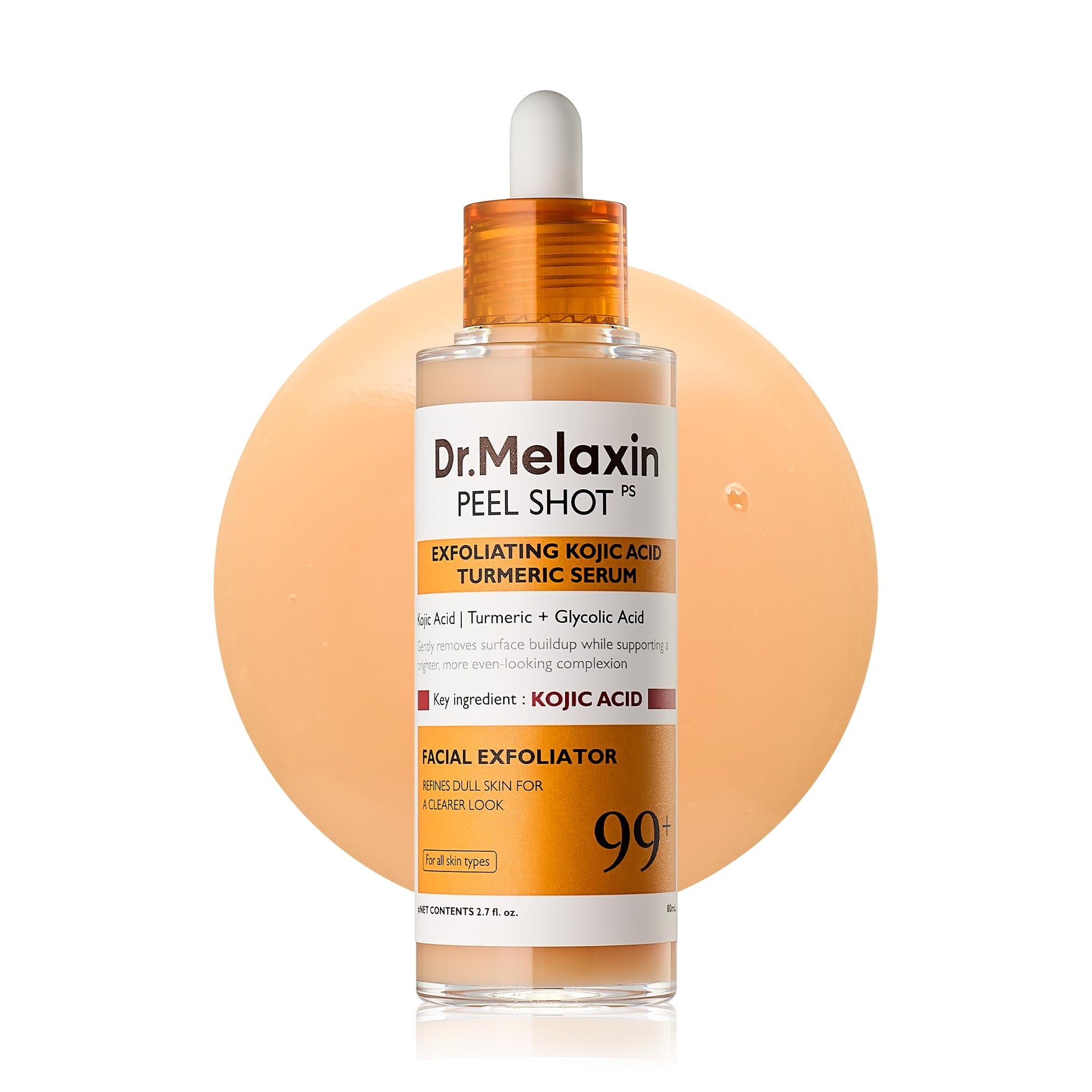 Dr. Melaxin Peel Shot Kojic Acid Turmeric Serum – Exfoliating Dark Spot Corrector with AHA/BHA & Niacinamide, Brightening & Even Tone - dailyvitalstore