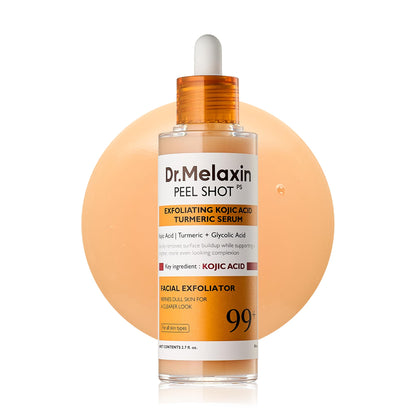 Dr. Melaxin Peel Shot Kojic Acid Turmeric Serum – Exfoliating Dark Spot Corrector with AHA/BHA & Niacinamide, Brightening & Even Tone - dailyvitalstore