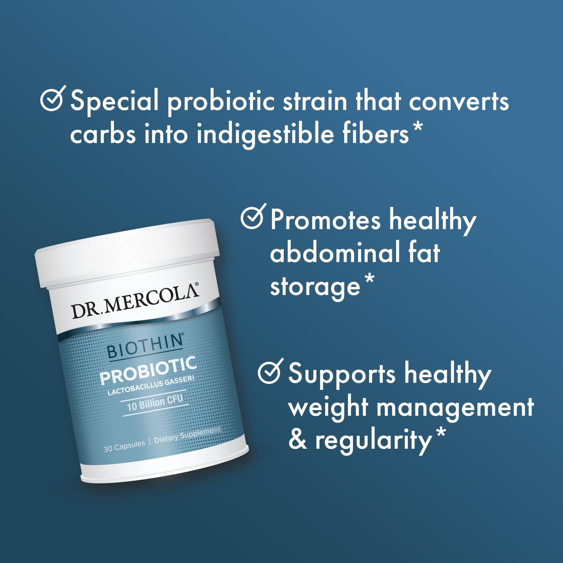Dr. Mercola Biothin Probiotic - Lactobacillus Gasseri BNR17 - Supports Digestive Health & Metabolism - 30 Delayed-Release Capsules (30 Servings) - dailyvitalstore