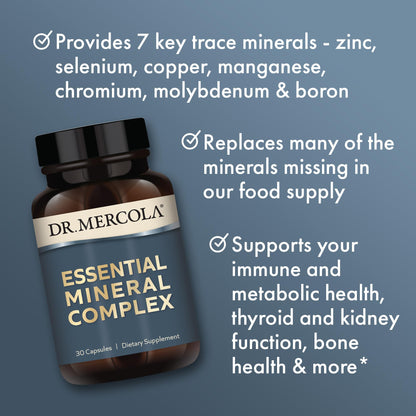 Dr. Mercola Essential Mineral Complex - Supports Cellular Health & Vital Functions - Zinc, Selenium, Copper, Manganese, Chromium, Molybdenum, Boron - 30 Capsules - dailyvitalstore