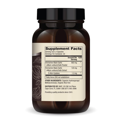 Dr. Mercola Fermented Black Garlic - Antioxidant Supplement - for Immune, Cellular & Heart Health Support - Includes S-Allyl-Cysteine - Non-GMO - dailyvitalstore