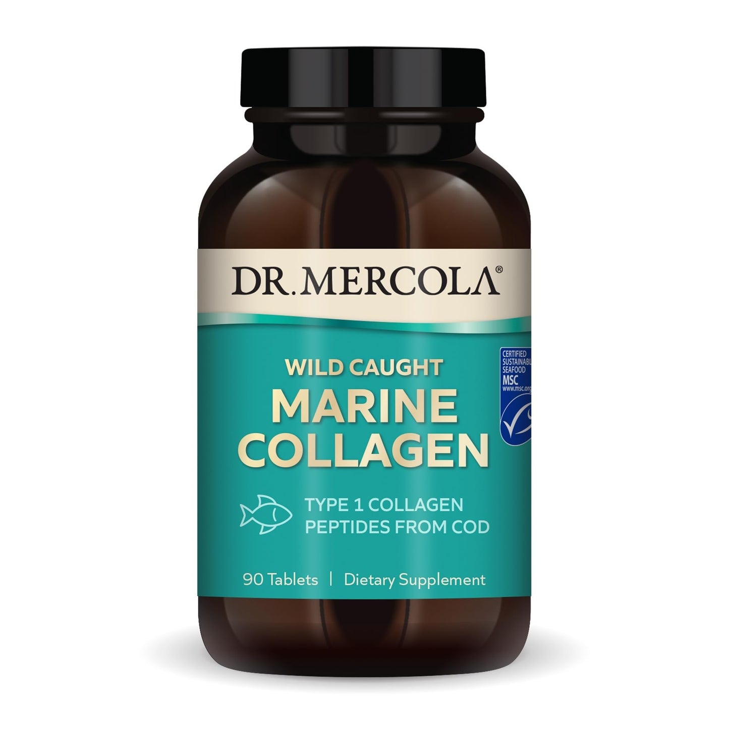 Dr. Mercola Marine Collagen - Supports Skin & Connective Tissue Health - Type I Collagen Peptides - MSC Certified Wild-Caught Cod - 90 Tablets - dailyvitalstore