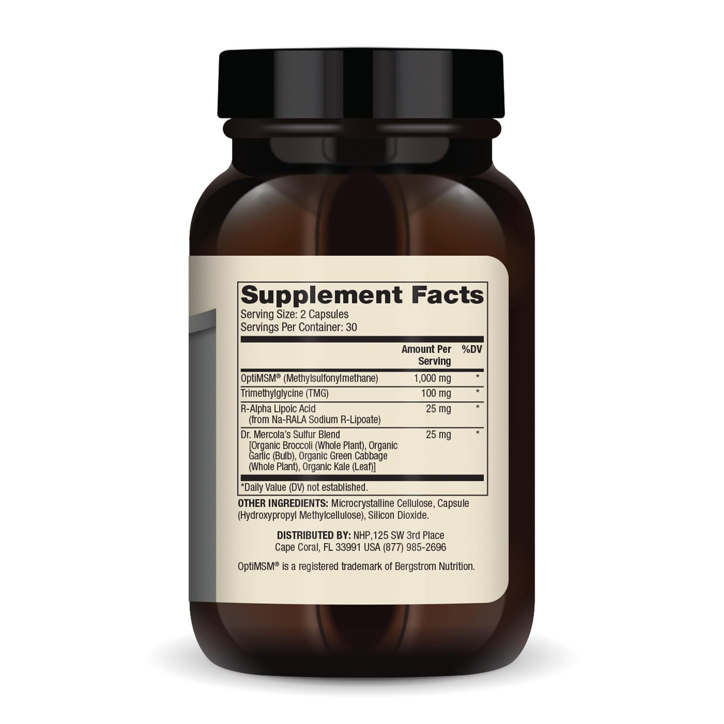 Dr. Mercola MSM Sulfur Complex - Joint Support & Cellular Health - OptiMSM - R-Alpha Lipoic Acid - TMG - Organic Sulfur Blend - 60 Capsules (30 Servings) - dailyvitalstore