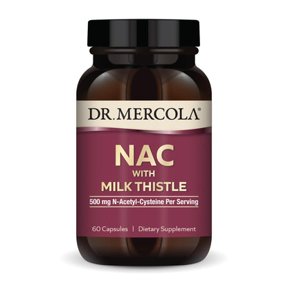 Dr. Mercola NAC with Milk Thistle - with Antioxidants - Supports Normal Detoxification Processes - 500 mg N-Acetyl-Cysteine per Serving - Non-GMO - dailyvitalstore