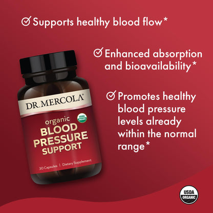 Dr. Mercola Organic Blood Pressure Support - Supports Healthy Circulation - High-Potency Grape Seed Extract - Non-GMO & Soy-Free - 30 Capsules (30 Servings) - dailyvitalstore