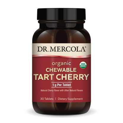 Dr. Mercola Organic Chewable Tart Cherry - Antioxidant Support - Made from Whole-Fruit Montmorency Cherries - USDA Organic - Stevia Sweetened - 30 Tablets - dailyvitalstore