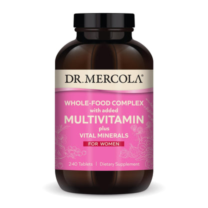 Dr. Mercola Whole-Food Complex for Women - with Added Multivitamin Plus Vital Minerals - Supports Energy & Cellular Health - Non-GMO, Gluten-Free & Soy-Free - 240 Tablets (30 Servings) - dailyvitalstore
