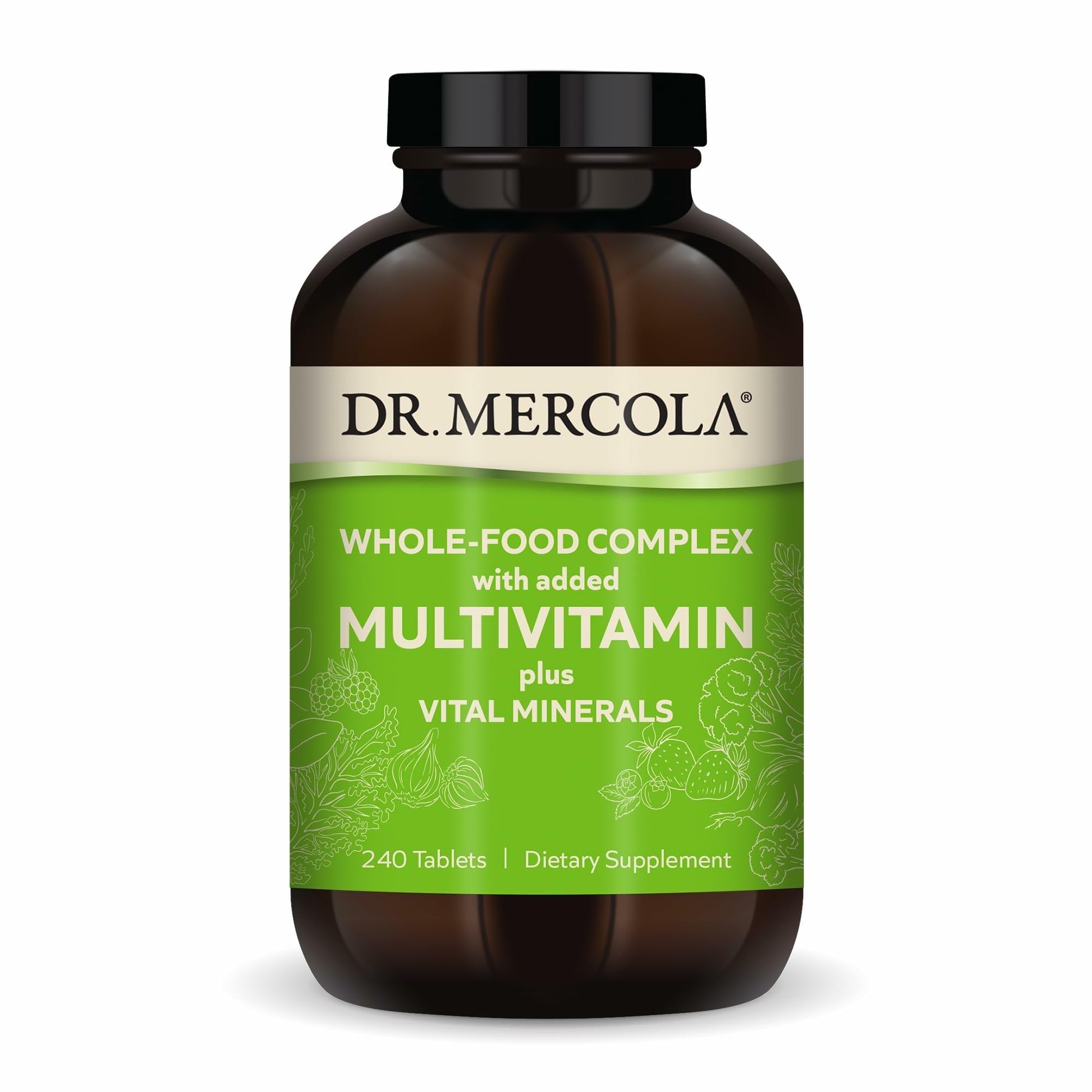 Dr. Mercola Whole-Food Complex with Added Multivitamin Plus Vital Minerals - Supports Nutrition & Immune Support - Bioavailable - GMO Free - 240 Tablets (30 Servings) - dailyvitalstore