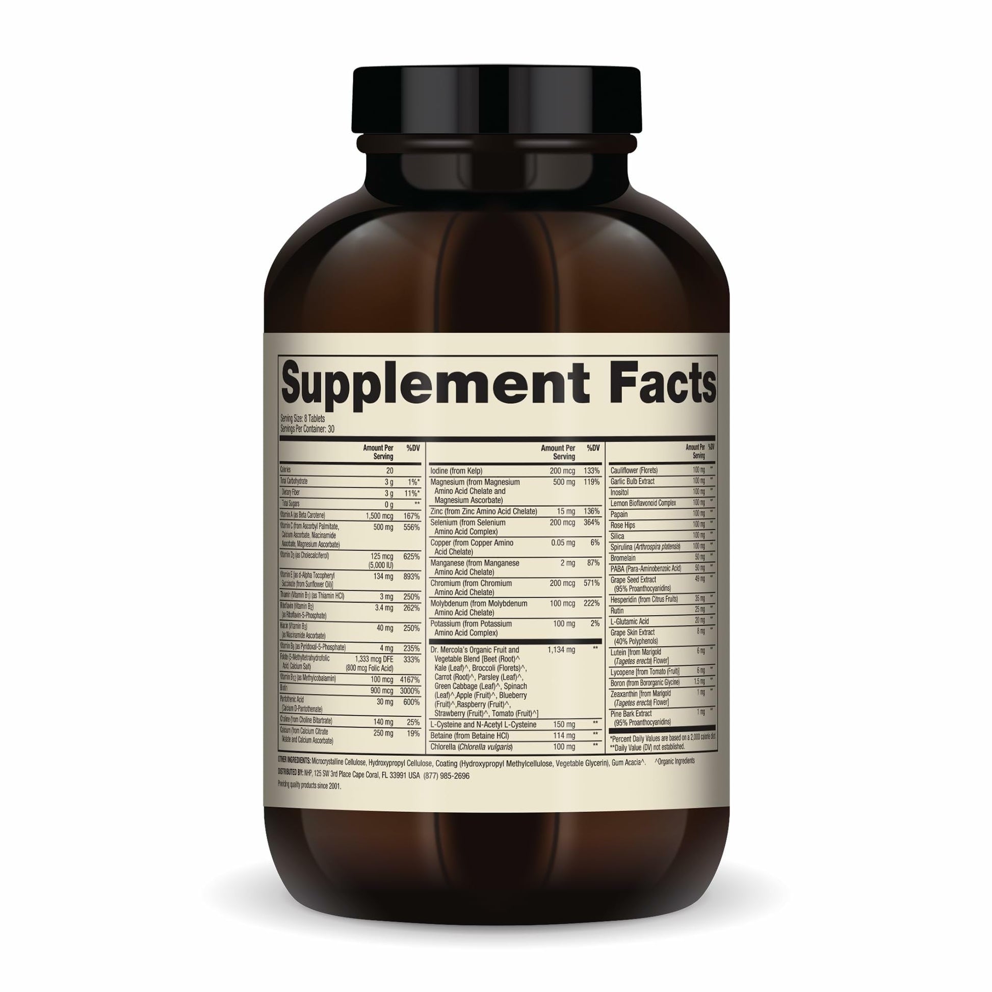 Dr. Mercola Whole-Food Complex with Added Multivitamin Plus Vital Minerals - Supports Nutrition & Immune Support - Bioavailable - GMO Free - 240 Tablets (30 Servings) - dailyvitalstore