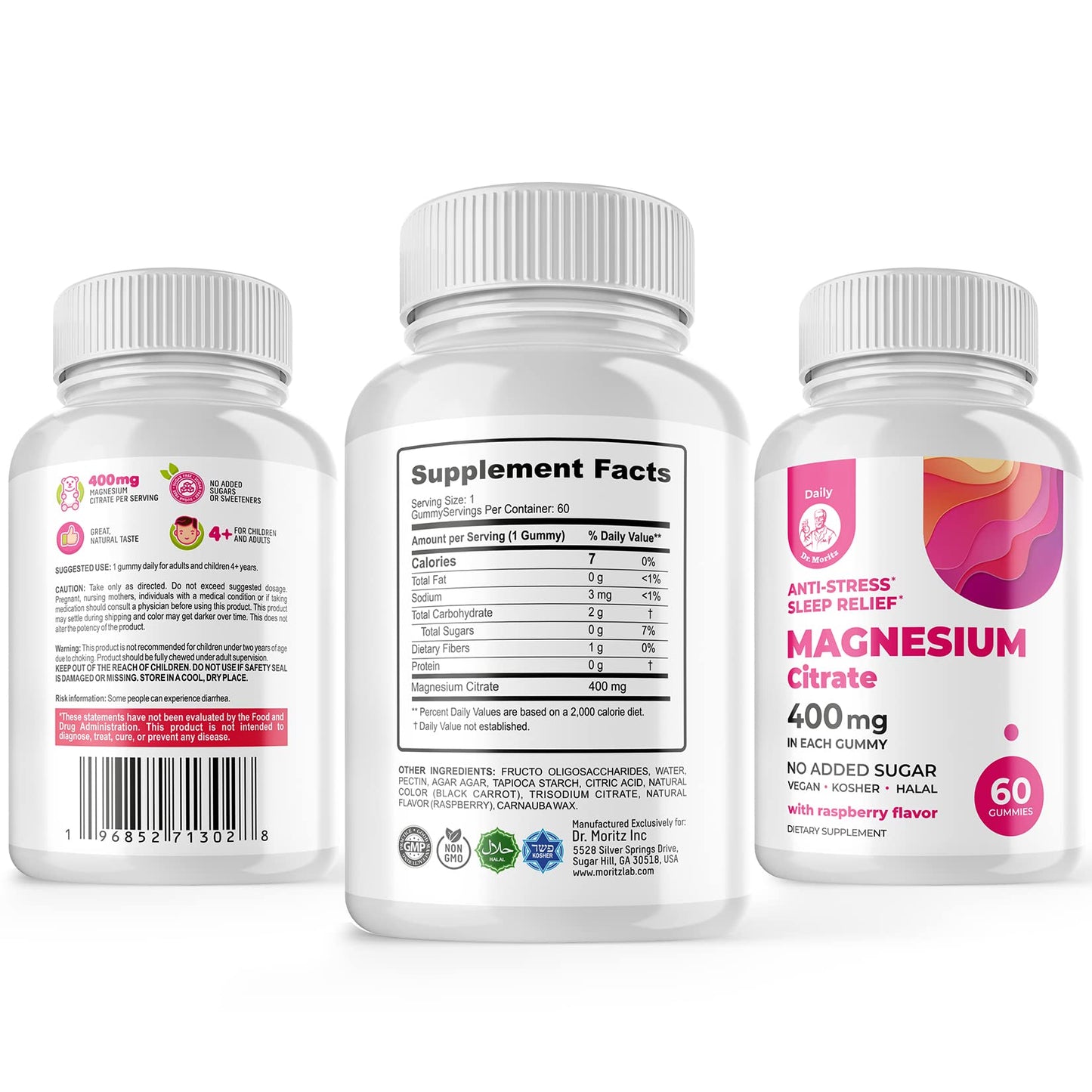 DR. MORITZ Magnesium Citrate Gummies Sugar-Free - Calm Magnesium Gummies Supplement for Children, Sugar -Supports Cardiovascular Health - dailyvitalstore