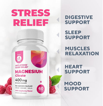 DR. MORITZ Magnesium Citrate Gummies Sugar-Free - Calm Magnesium Gummies Supplement for Children, Sugar -Supports Cardiovascular Health - dailyvitalstore