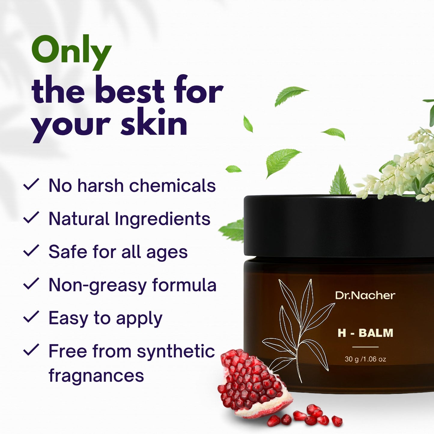 Dr. Nacher H-Balm. Rectal Natural Balm for Fissure, Hem Related discomfort. with Sophora & 12 Herbal Extracts. Soothes Irritation. Fast-Acting. Safe for Sensitive Areas and Postnatal. for Men & Women - dailyvitalstore