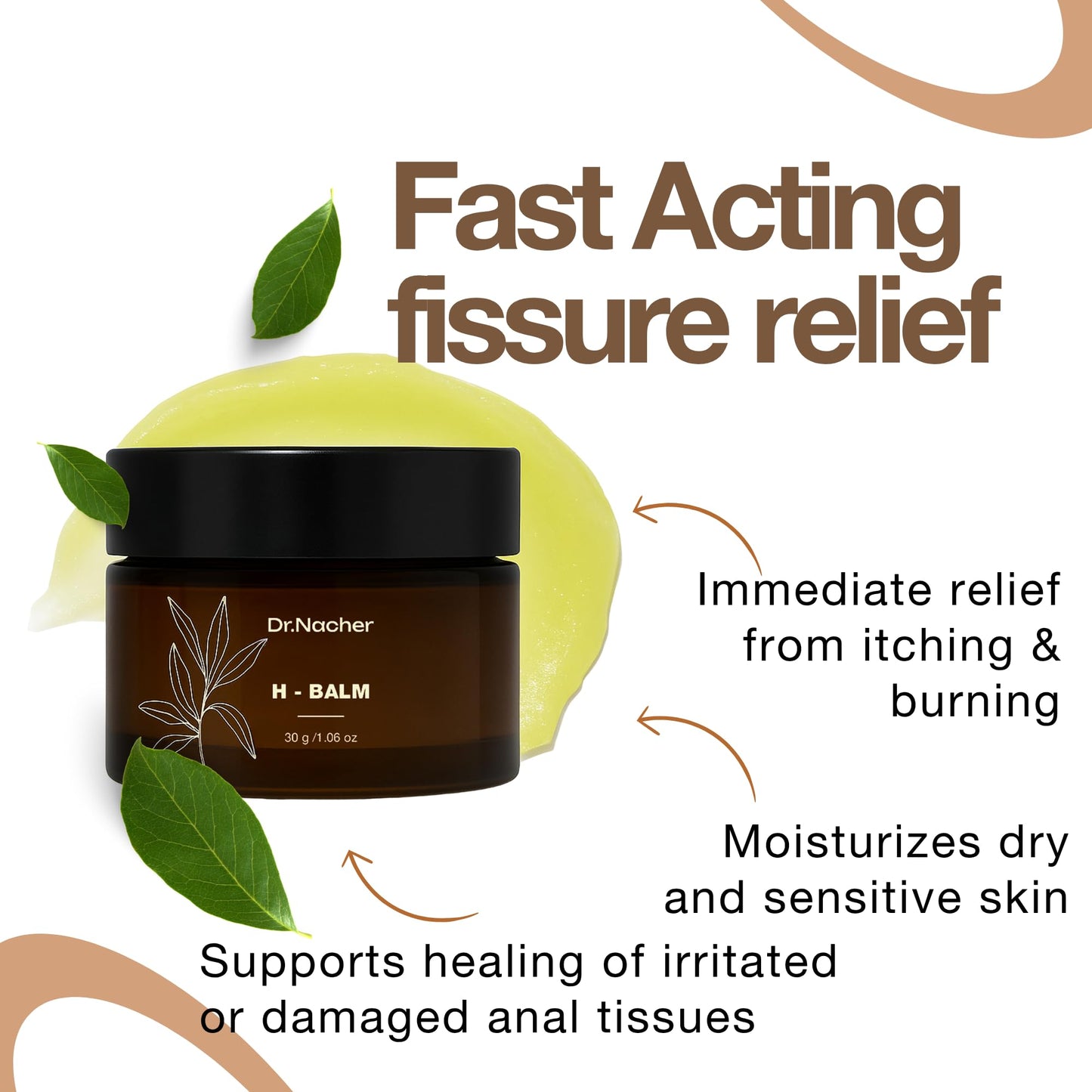 Dr. Nacher H-Balm. Rectal Natural Balm for Fissure, Hem Related discomfort. with Sophora & 12 Herbal Extracts. Soothes Irritation. Fast-Acting. Safe for Sensitive Areas and Postnatal. for Men & Women - dailyvitalstore