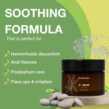 Dr. Nacher H-Balm. Rectal Natural Balm for Fissure, Hem Related discomfort. with Sophora & 12 Herbal Extracts. Soothes Irritation. Fast-Acting. Safe for Sensitive Areas and Postnatal. for Men & Women - dailyvitalstore