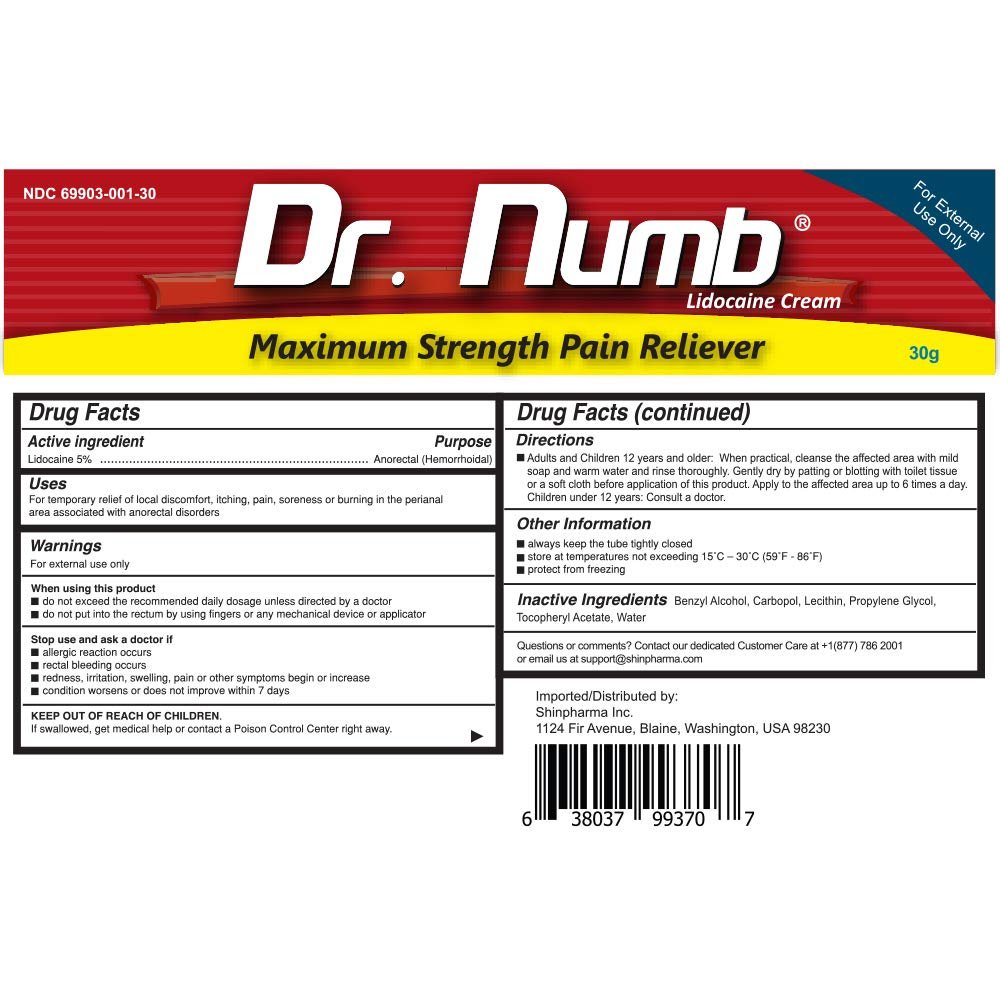 Dr. Numb 5% Lidocaine Numbing Cream, Fast-Acting Maximum Strength Topical Anesthetic Pain Relief Burn Itch Numb Cream with Vitamin E for Hemorrhoid Treatment, Local and Anorectal Uses - 30g 4 Pack - dailyvitalstore