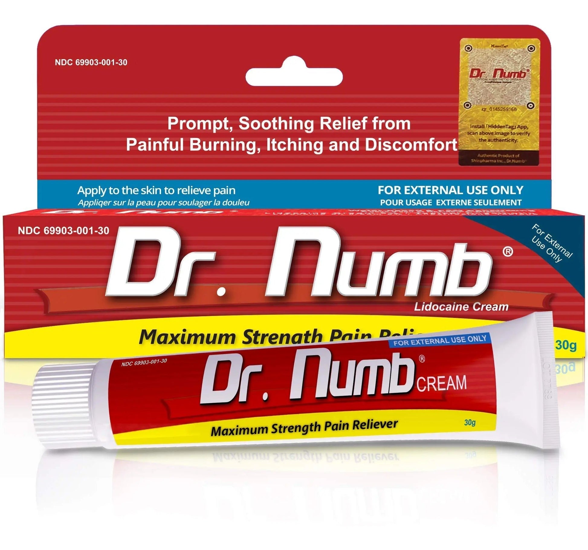 Dr. Numb 5% Lidocaine Numbing Cream, Fast-Acting Maximum Strength Topical Anesthetic Pain Relief Burn Itch Numb Cream with Vitamin E for Hemorrhoid Treatment, Local and Anorectal Uses - 30g - dailyvitalstore