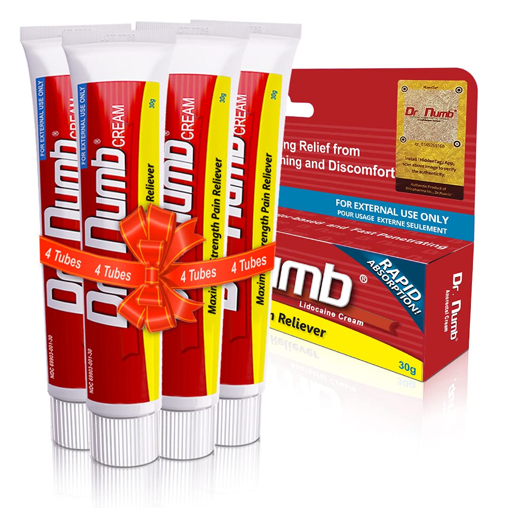 Dr. Numb 5% Lidocaine Numbing Cream, Fast-Acting Maximum Strength Topical Anesthetic Pain Relief Burn Itch Numb Cream with Vitamin E for Hemorrhoid Treatment, Local and Anorectal Uses - 30g 4 Pack - dailyvitalstore