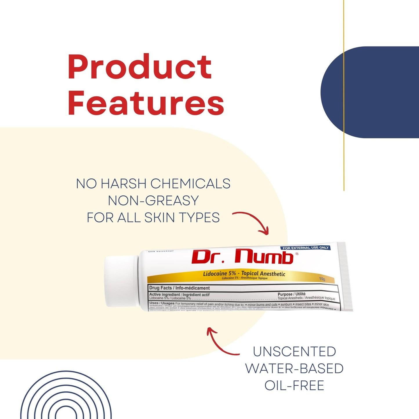 Dr. Numb 5% Lidocaine Numbing Cream, Nonprescription Maximum Strength Topical Anesthetic Cream - Temporary Relief of Pain, Itch, Discomfort for Hemorrhoid and Anorectal Uses - 10g Pack of 1 - dailyvitalstore