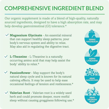 Dr. Olivia Naturals Magnesium Glycinate Complex - L-Theanine, Passionflower & Valerian Root for Sleep Support Supplement, Nerve & Muscle Health, High Absorption - 90 Vegetarian Capsules - dailyvitalstore