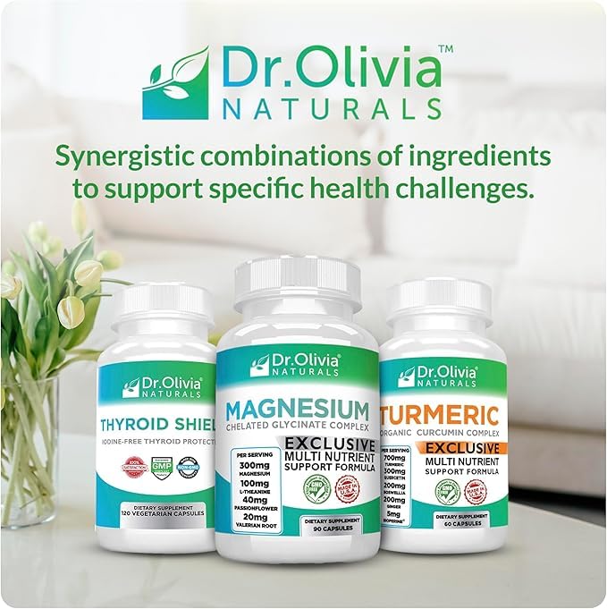 Dr. Olivia Naturals Magnesium Glycinate Complex - L-Theanine, Passionflower & Valerian Root for Sleep Support Supplement, Nerve & Muscle Health, High Absorption - 90 Vegetarian Capsules - dailyvitalstore