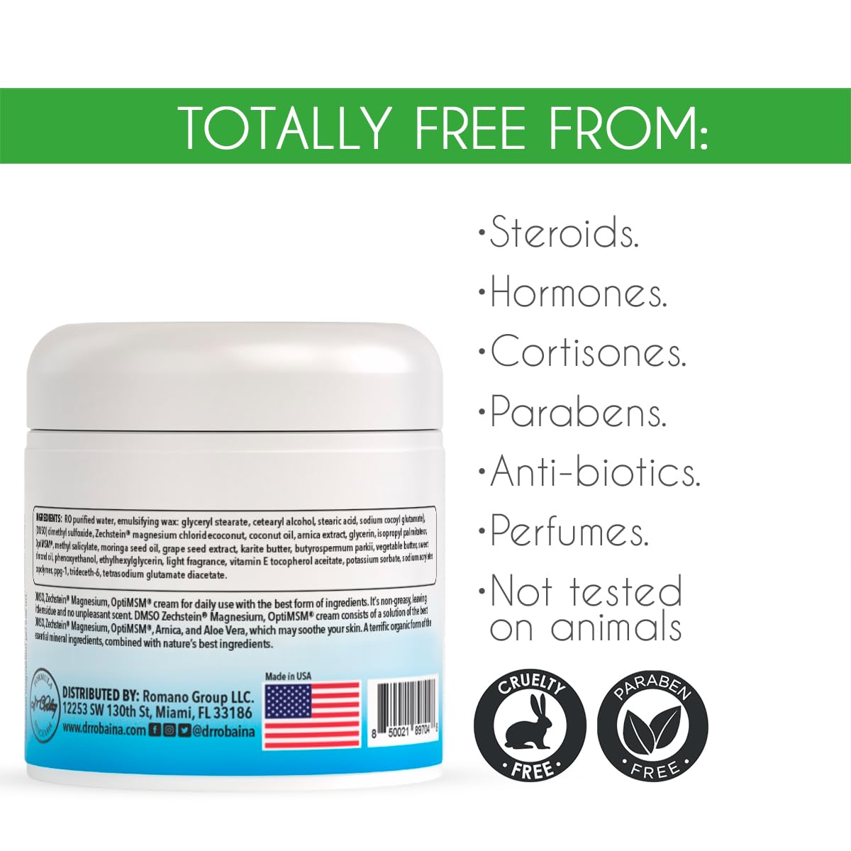 Dr. Robaina DMSO Cream – 99.9% Pure Dimethyl Sulfoxide | Formula with Zechstein Magnesium, Arnica, Aloe Vera & Vitamin E | Topical Cream for Body Wellness - dailyvitalstore