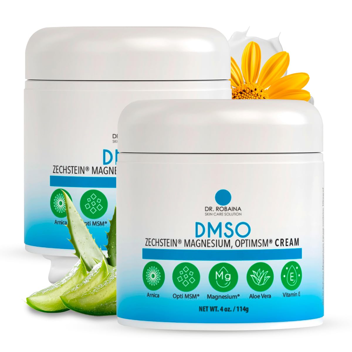 Dr. Robaina DMSO Cream – 99.9% Pure Dimethyl Sulfoxide | Formula with Zechstein Magnesium, Arnica, Aloe Vera & Vitamin E | Topical Cream for Body Wellness - dailyvitalstore