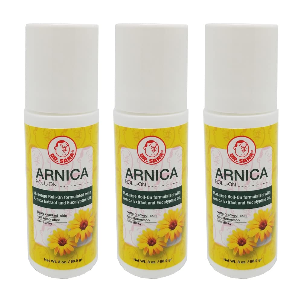Dr Sana Arnica Roll-On. Topical Analgesic and Moisturizer. Soothes Dry and Cracked Skin. 3 oz. Pack of 3 - dailyvitalstore