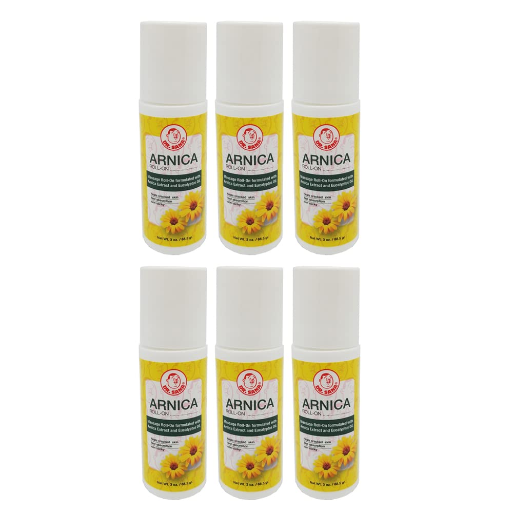 Dr Sana Arnica Roll-On. Topical Analgesic and Moisturizer. Soothes Dry and Cracked Skin. 3 oz. Pack of 6 - dailyvitalstore