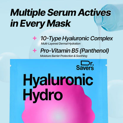 Dr. Savers Hyaluronic Acid Face Serum Mask, 0.60 Fl Oz, Deep Hydrating & Repair Skin Barrier with Panthenol, Lightweight, Non-Sticky, Moisturizing Dewy Skin, - dailyvitalstore