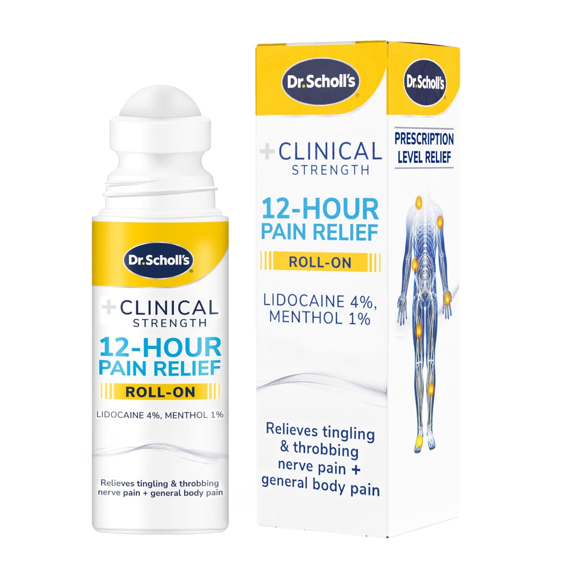 Dr. Scholl’s Clinical Strength 12-Hour Pain Relief Liquid Roll-On, 3 oz - 4% Lidocaine for Powerful Numbing, Instant Cooling Pain Relief with Menthol, Added Urea, Use on Hands, Feet, Neck, Back & Legs - dailyvitalstore