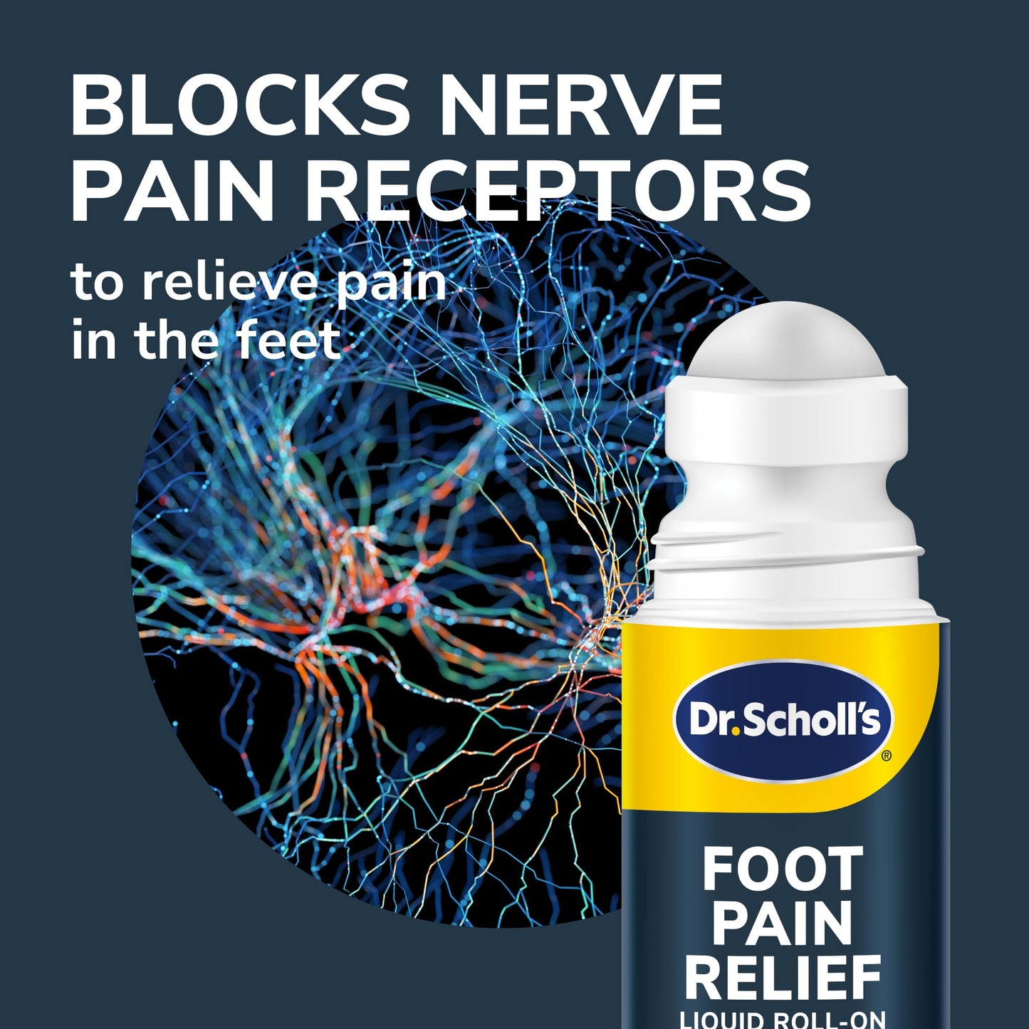 Dr. Scholl's Foot Pain Relief Liquid ROLL-ON, 3.0 oz // Clinically Tested 12-Hour Pain Relief - Penetrates Tough Nerve Pain - Works in 5 Minutes - Non-Greasy - with Lidocaine & Menthol - dailyvitalstore