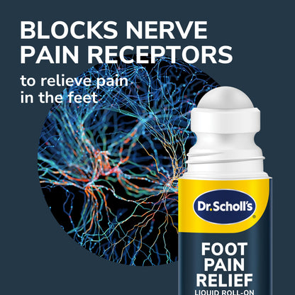 Dr. Scholl's Foot Pain Relief Liquid ROLL-ON, 3.0 oz // Clinically Tested 12-Hour Pain Relief - Penetrates Tough Nerve Pain - Works in 5 Minutes - Non-Greasy - with Lidocaine & Menthol - dailyvitalstore