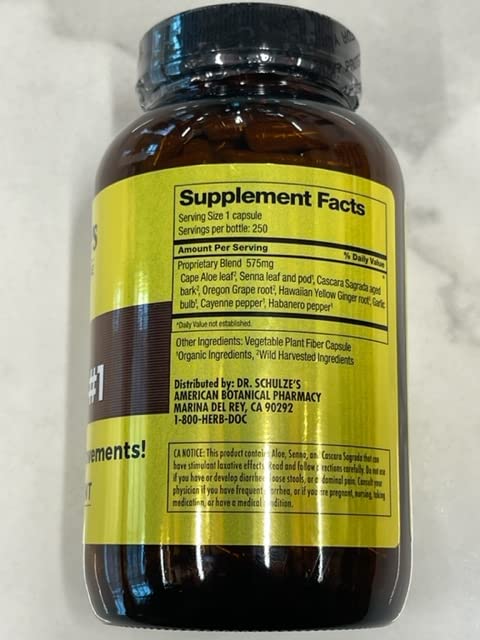 Dr. Schulze's Intestinal Formula 1 - Bowel Movement Supplement for Colon Health Support - Bloating & Constipation Aid - Intestinal Cleanse - All-Natural - Plant-Based - Vegan - 250 Count - dailyvitalstore