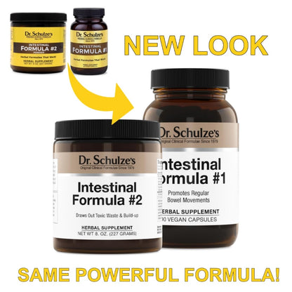 Dr. Schulze's Intestinal Formula 2 (8 Ounces) and Intestinal Formula 1 Capsules (90 Capsules) - Organic Herbal Supplements - dailyvitalstore
