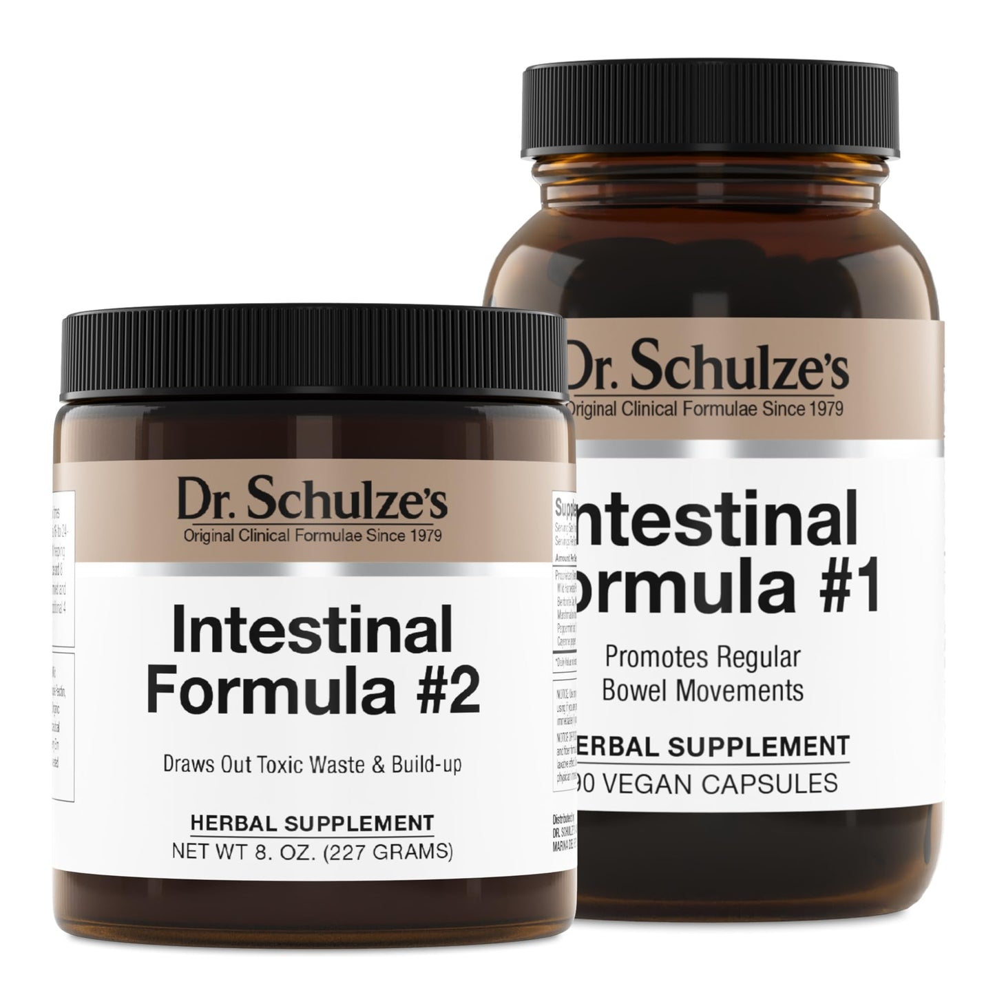 Dr. Schulze's Intestinal Formula 2 (8 Ounces) and Intestinal Formula 1 Capsules (90 Capsules) - Organic Herbal Supplements - dailyvitalstore