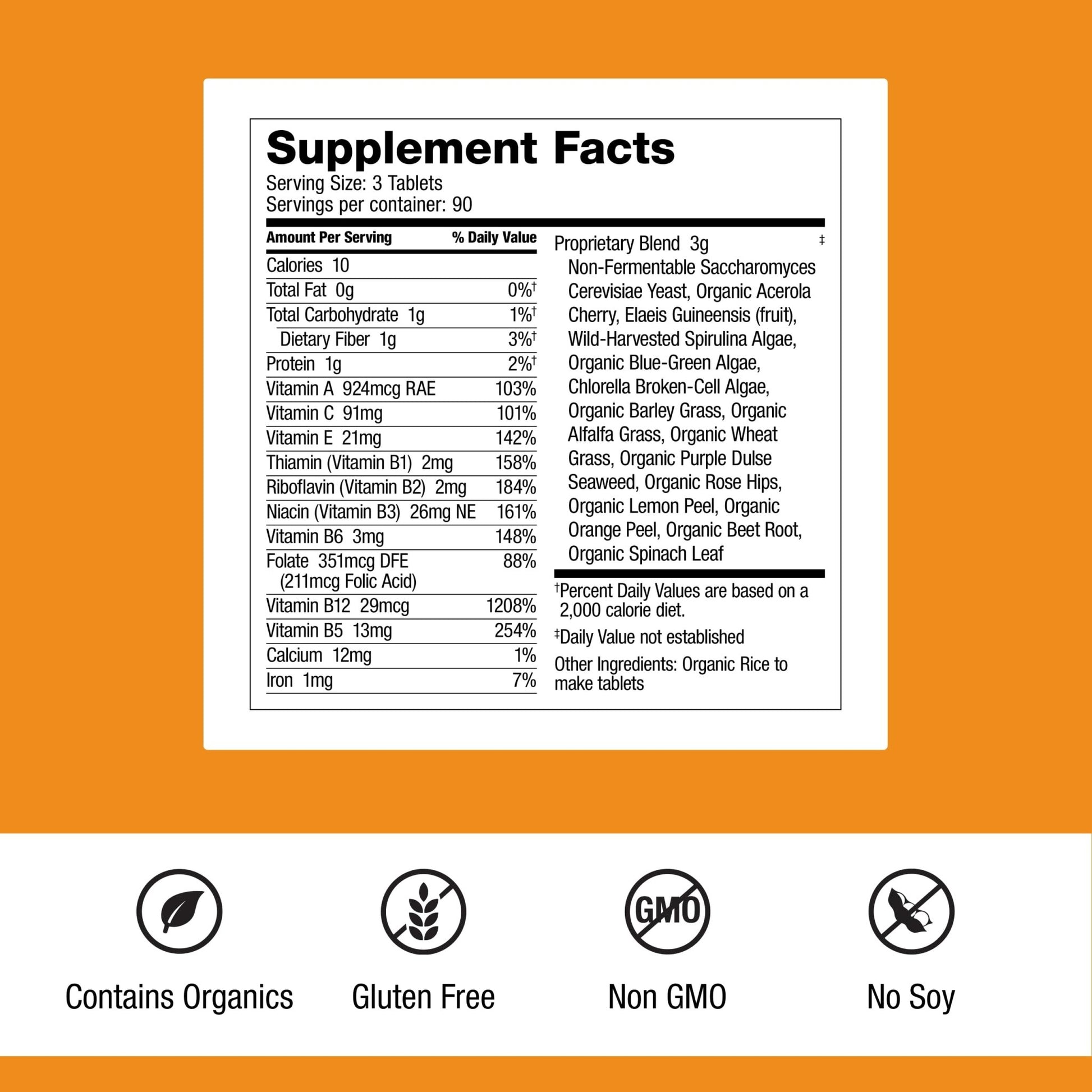 Dr. Schulze's SuperFood 100 - Everyday Superfood Supplement to Support Overall Wellness - Mutivitamin Support for Cellular Nutrition & Energy - Clean Ingredients - Gluten-Free & Dairy-Free - 270 Count - dailyvitalstore