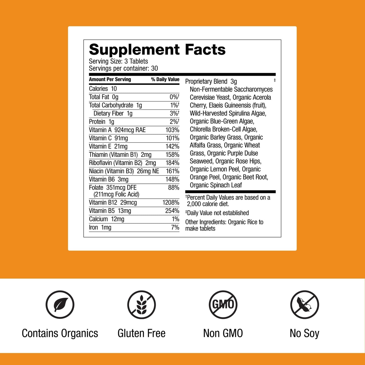 Dr. Schulze's SuperFood 100 - Everyday Superfood Supplement to Support Overall Wellness - Mutivitamin Support for Cellular Nutrition & Energy - Clean Ingredients - Gluten-Free & Dairy-Free - 90 Count - dailyvitalstore