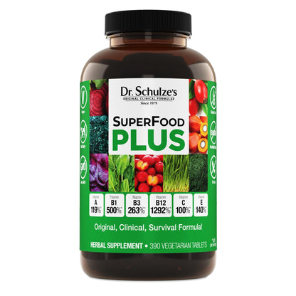 Dr. Schulze's SuperFood Plus - Everyday Superfood Supplement to Support Overall Wellness - Clean, Quality Nutrition - Supports Metabolism & Daily Energy - Gluten-Free & Dairy-Free - 390 Tablets - dailyvitalstore