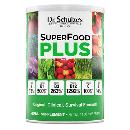 Dr. Schulze's SuperFood Plus - Everyday Superfood Supplement to Support Overall Wellness - Clean, Quality Nutrition - Supports Metabolism & Daily Energy - Gluten-Free & Dairy-Free - 14 oz - dailyvitalstore