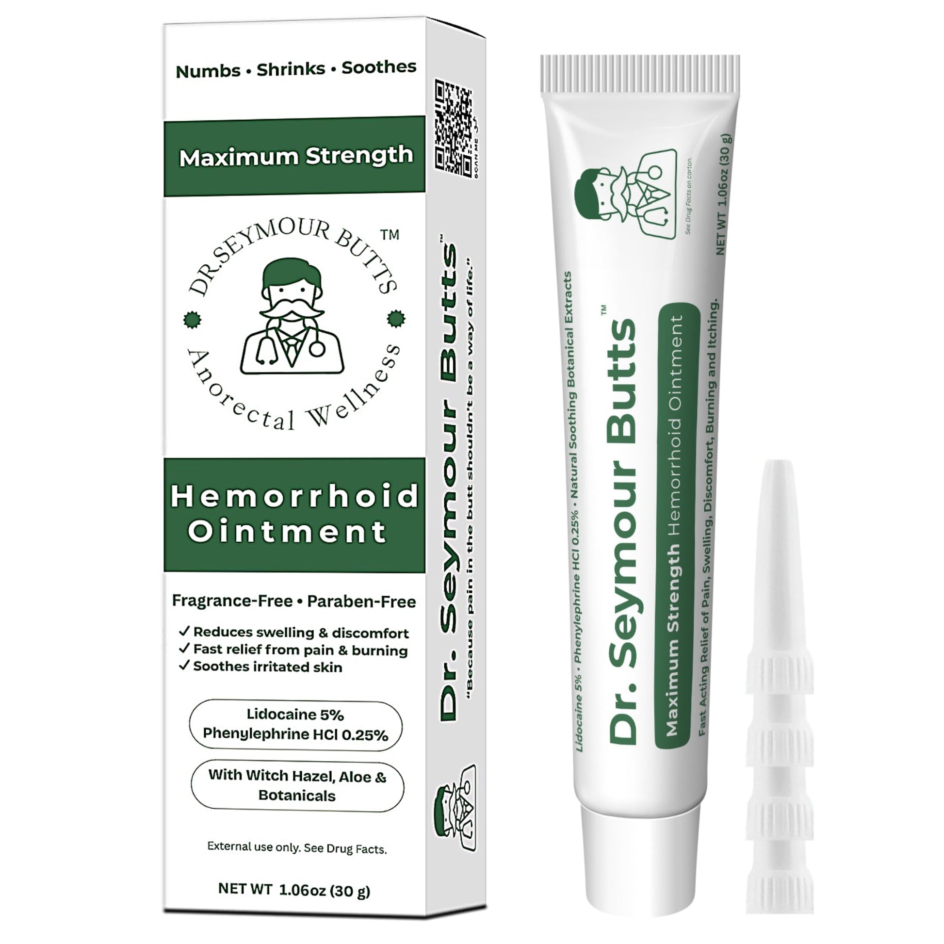 Dr. Seymour Butts Hemorrhoid Ointment – Lidocaine 5% Pain Relief for Burning, Itching & Irritation | External Hemorrhoid Care with Witch Hazel, Aloe & Botanical Support - dailyvitalstore