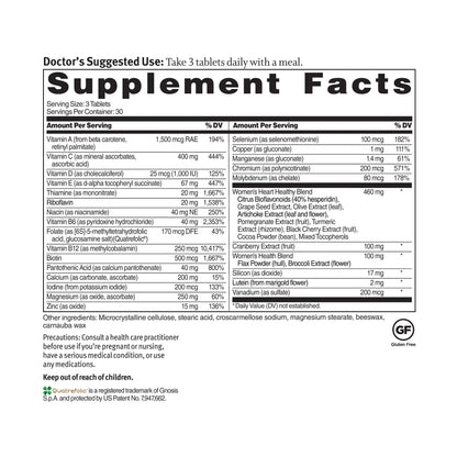 Dr. Sinatra Heart Healthy Multivitamin for Women with Vitamin D 1000 IU, A, B12, C, E, Biotin, Folate, and Zinc, 90 Tablets (30-Day Supply) - dailyvitalstore