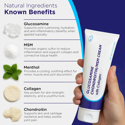 Dr. T Glucosamine Chondroitin Cream - Premium Formula with MSM and Collagen for Joint and Muscle Discomfort - Maintains Joint Strength, Flexibility & Muscle Mobility - 4.23 oz / 120g (3 Pack) - dailyvitalstore