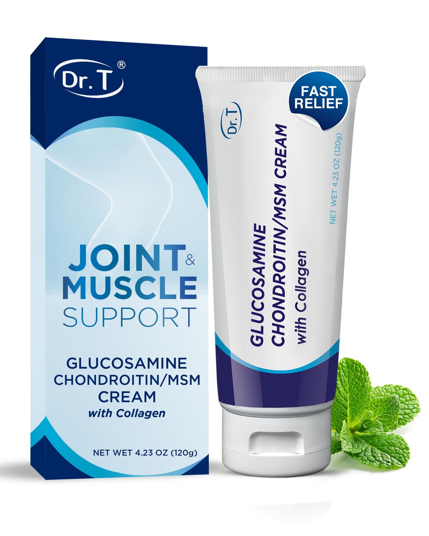 Dr. T Glucosamine Chondroitin Cream - Premium Formula with MSM and Collagen for Joint and Muscle Discomfort - Maintains Joint Strength, Flexibility & Muscle Mobility - 4.23 oz / 120g (1 Pack) - dailyvitalstore