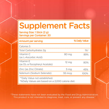 Dr. T On-the-go Packs – Immune System Formula – No Water Needed, Direct-to-Mouth – with Vitamins C, E, Zinc & Selenium – Supports Daily Wellness, Vitality & Overall Health – Orange, 30 Packs - dailyvitalstore