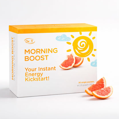 Dr. T On-the-go Packs – Morning Boost Formula – No Water Needed, Direct-to-Mouth – with Vitamins C, B6, B12 & Camu-Camu Extract – Supports Focus, Energy & Well-Being – Grapefruit, 30 Packs - dailyvitalstore